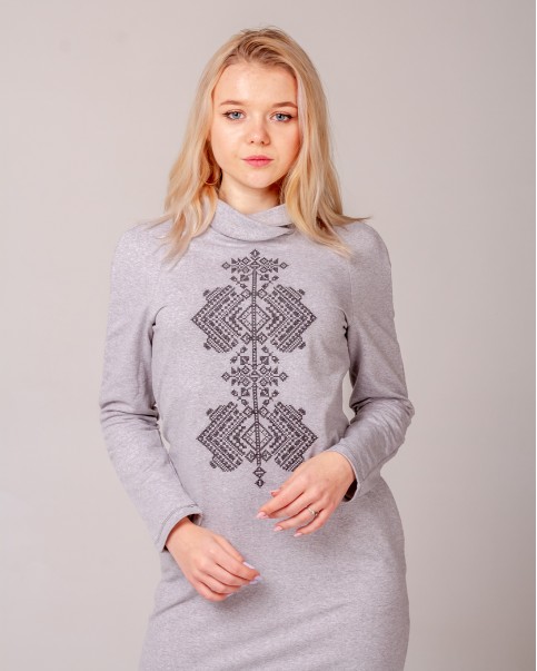 Вишите плаття Гердан (сірий з чорним) купити в Україні від виробника Галичанка фото 2