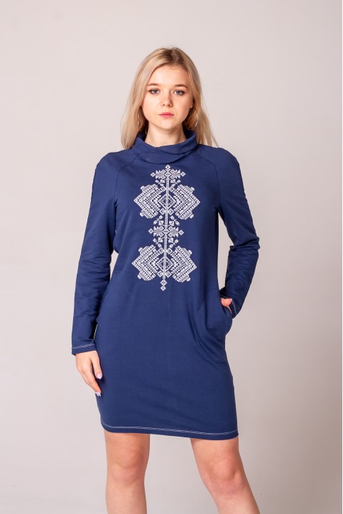 Вишите плаття Гердан (синій з білим) купити в Україні від виробника Галичанка фото 2