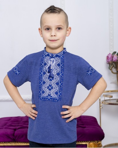 Купить вышитую футболку для мальчика Зорянчик (джинс з синым) - цена от производителя Галичанка