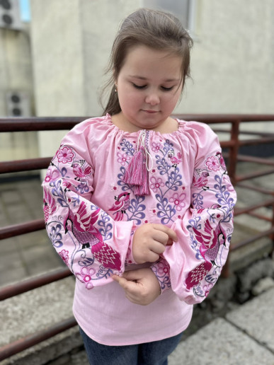 Вышиванка для девочки Кукушка (розовая) – купить в Украине от Галычанка	