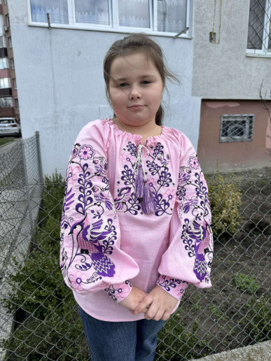 Вишиванка для дівчинки Зозулька (рожева з фіолетовим) – купити в Україні від Галичанка
