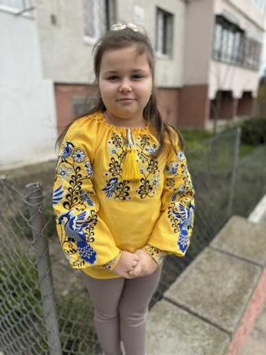 Вышиванка для девочки Кукушка (желтая) – купить в Украине от Галычанка	