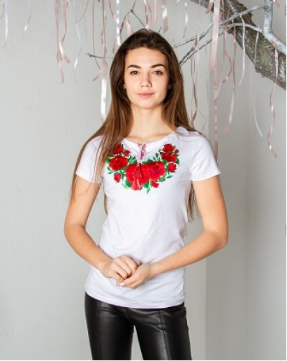Купити жіночу футболку вишиванку Глорія (біла) в Україні від Галичанка