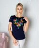 Купити жіночу футболку вишиванку Анютка (темно синя) в Україні від Галичанка фото 2