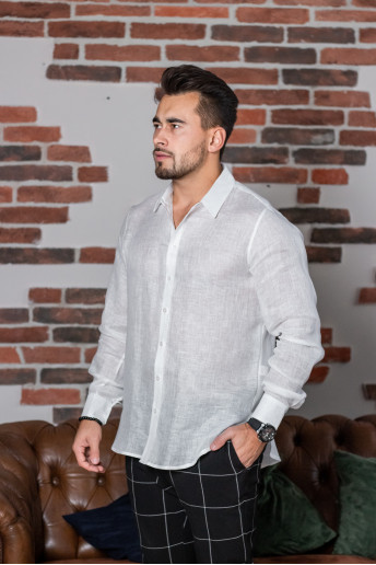 Купити чоловічу сорочку Класична (біла тонка)  в Україні від Галичанка