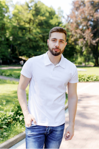 Купити чоловічу футболку Casual Поло (біла)  в Україні від Галичанка