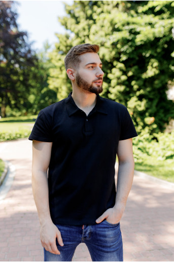 Купити чоловічу футболку Casual Поло ( чорна)  в Україні від Галичанка
