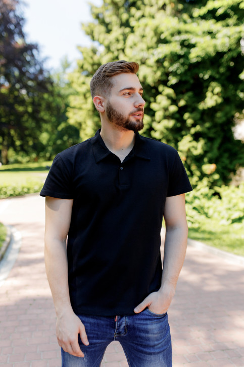 Купити чоловічу футболку Casual Поло ( чорна)  в Україні від Галичанка фото 1