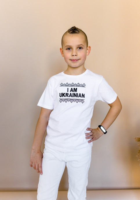 Патріотична футболка I am Ukraine (біла) недорого у Львові |Галичанка фото 2