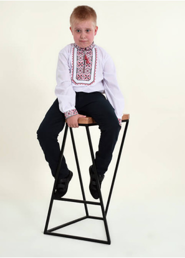Вышиванка для мальчика Молодший Капрал Плюс (белая с красным) –купить в Украине от Галычанка