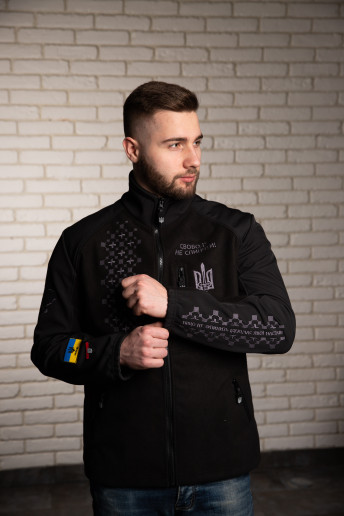 Патриотический свитшот куртка Бандеривськая (черная) с принтом во Львове |Галичанка