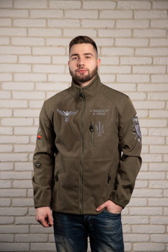 Патриотический свитшот куртка Сокол (хаки) с принтом во Львове |Галичанка