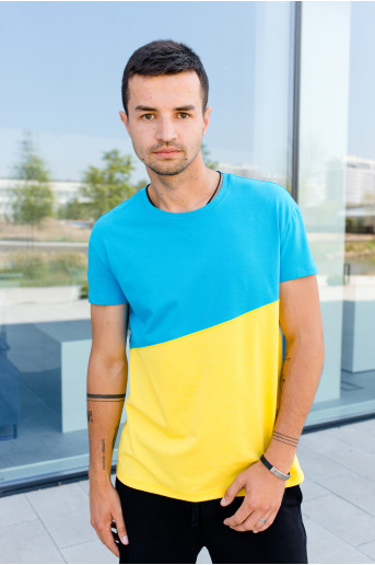 Патриотическая футболка Футболка мужская ( голубо-желтая) недорого во Львове |Галичанка
