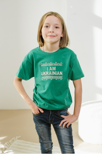 Патриотическая футболка I am Ukraine (зеленая) недорого во Львове |Галичанка