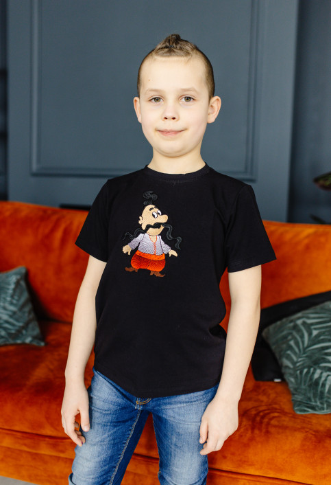 Дитяча футболка Козачок (чорна) з принтом |  Галичанка фото 2