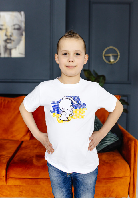 Купити чоловічу футболку Casual Козак (біла)  в Україні від Галичанка фото 1