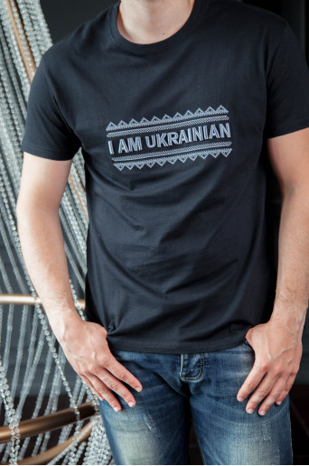 Патриотическая футболка I am Ukrainian  (черная) недорого во Львове |Галичанка