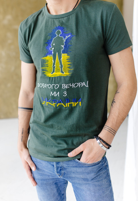 Купити чоловічу футболку Casual  Добрий вечір (хакі)  в Україні від Галичанка фото 2