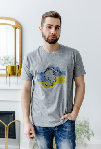 Патриотическая футболка Козак (серая) недорого во Львове |Галичанка