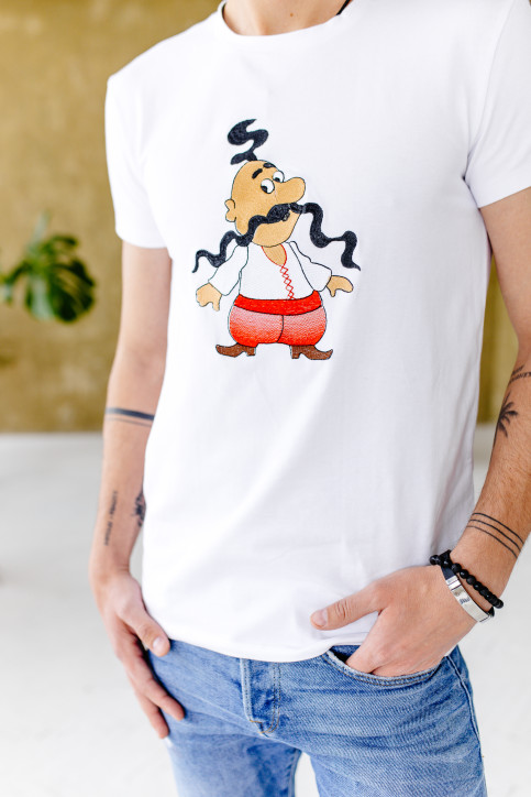 Купити чоловічу футболку Casual Козачок (біла)  в Україні від Галичанка фото 2