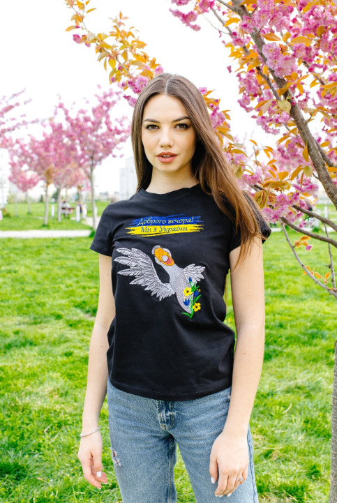 Купити жіночу футболку Casual Гусочка (чорна)  в Україні від Галичанка фото 1