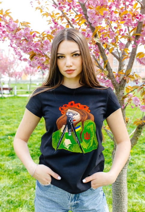 Купити жіночу футболку Casual Джевеліна (чорна)  в Україні від Галичанка фото 1