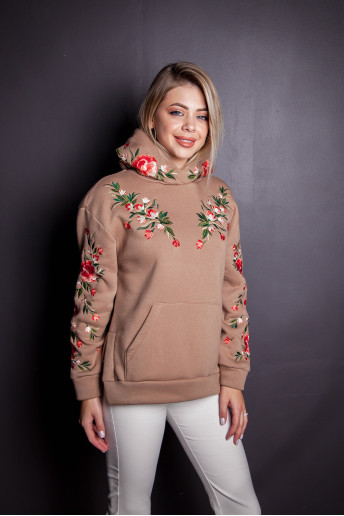 Купить женский свитшот с вышивкой Шалян (карамель) в Украине от Галычанка