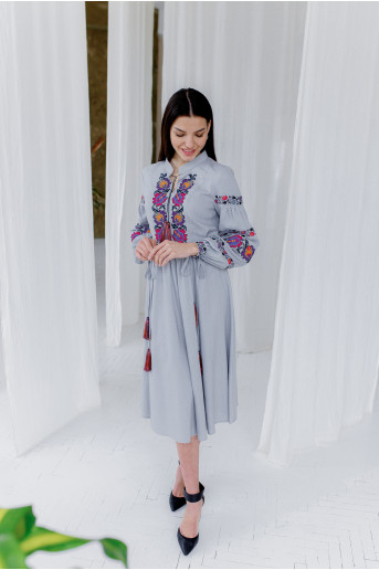 Купить эксклюзивную вышивку Весеняя мозаика (серо-голубая) в Украине от Галычанка