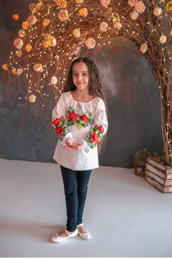 Вышиванка для девочки Лада бязь (белая) – купить в Украине от Галычанка	