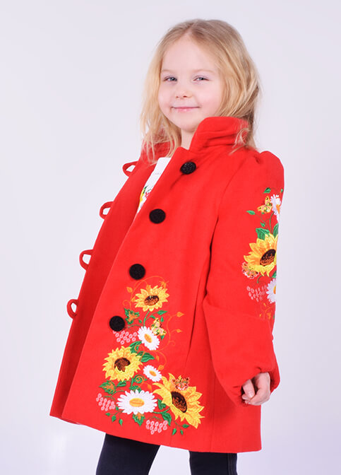 Вишиванка пальто для дівчинки Метелик червоне фото 2