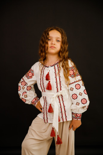 Вышиванка для девочки Олеся (белая с красной) – купить в Украине от Галычанка	