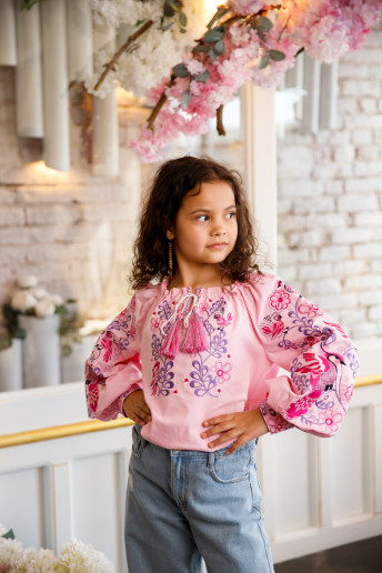 Вышиванка для девочки Кукушка (розовая) – купить в Украине от Галычанка	