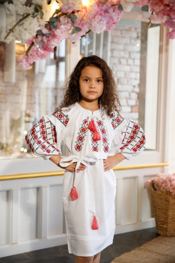 Вышитое платье детское Звонка (белая) – цена от производителя Галычанка