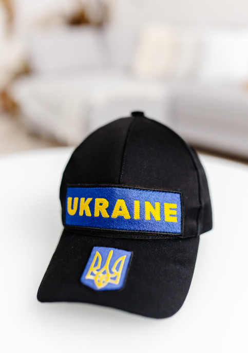  Кепка Ukraine (чорна з синьо-жовтим) фото 1