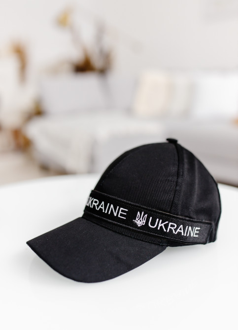 Купити скатертину в українському стилі  Кепка Ukraine (чорна) від виробника Галичанка  фото 1