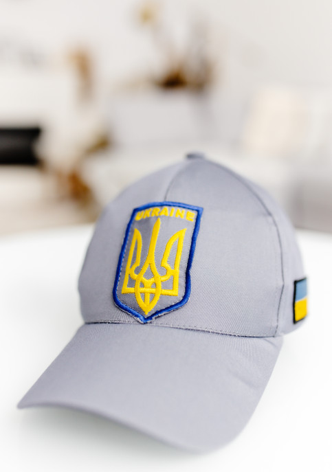 Сіра кепка з вишитим гербом UKRAINE ТРИЗУБ - купити в Україні за низькою ціною від Галичанка фото 1