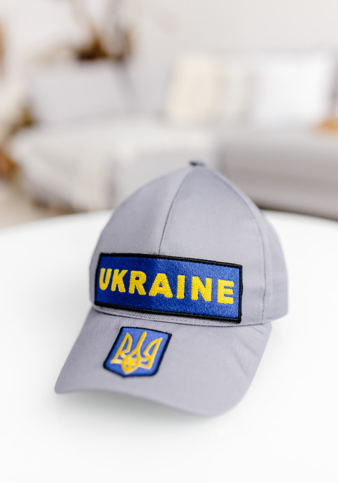 Сіра кепка з синьою нашивкою UKRAINE за низькою ціною у Львові фото 1