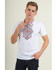 Купити чоловічу футболку вишиванку Орел ( біла з червоним )  в Україні від Галичанка фото 1>