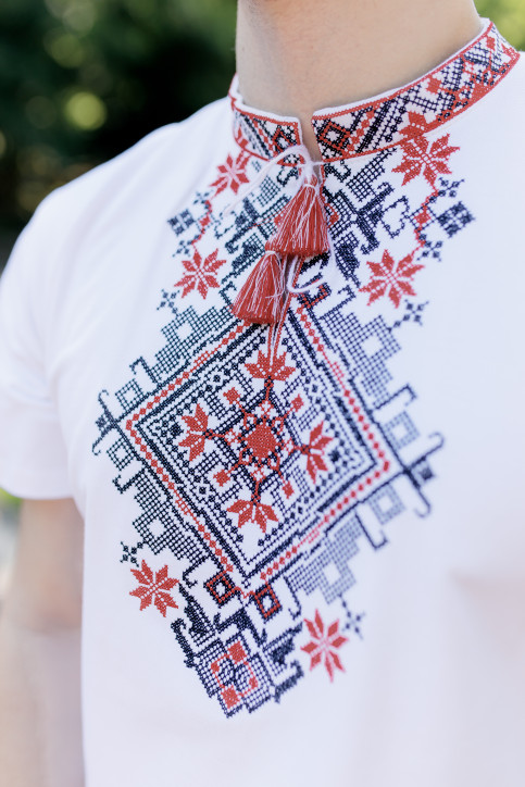 Купити чоловічу футболку вишиванку Орел ( біла з червоним) в Україні від Галичанка фото 2