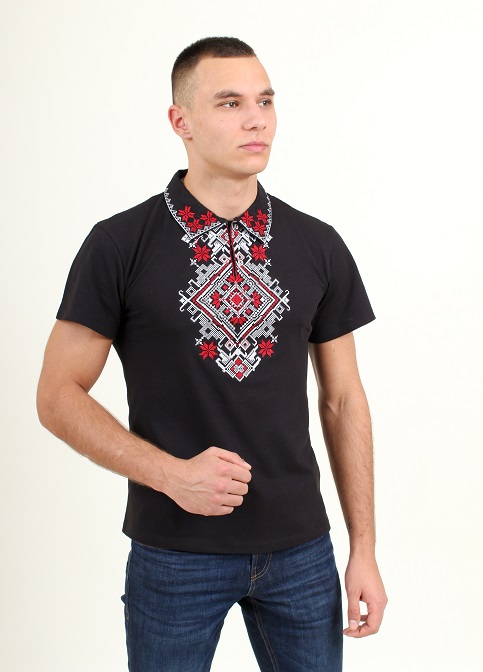 Купити чоловічу футболку вишиванку Перемога (чорна з червоним) в Україні від Галичанка фото 2