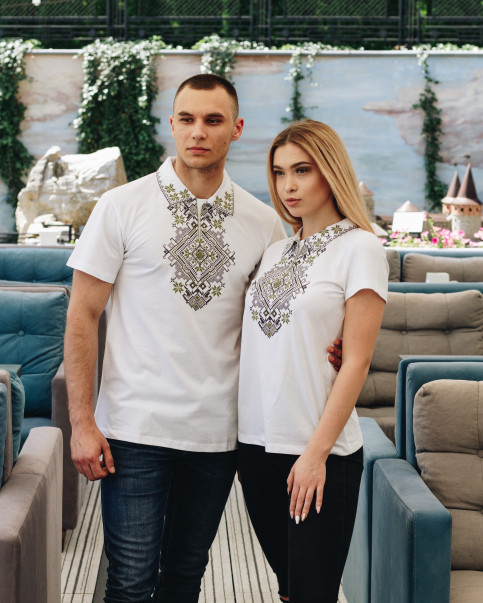 Купити чоловічу футболку вишиванку Перемога (біла з оливкою) в Україні від Галичанка фото 3