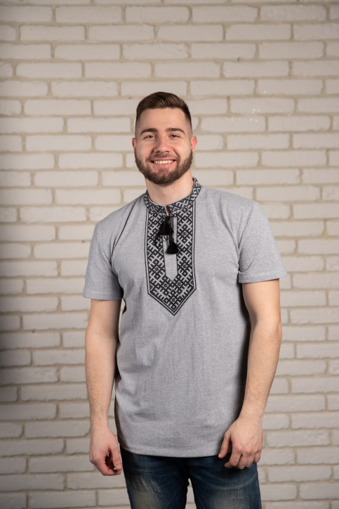 Купити чоловічу футболку вишиванку Височінь (сіра) в Україні від Галичанка фото 1