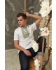Купити чоловічу футболку вишиванку Зорепад (біла з оливковою ) в Україні від Галичанка фото 1>