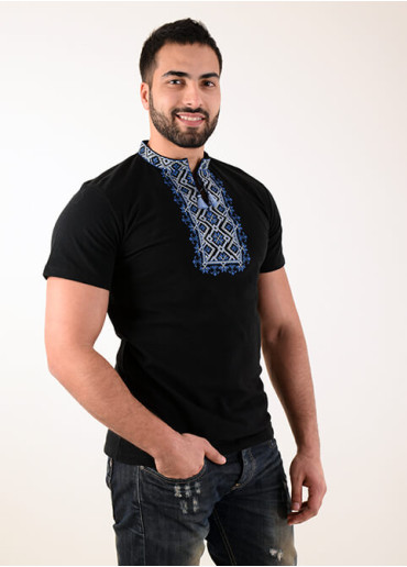Купити чоловічу футболку вишиванку Зорепад ( синій т. з синім) в Україні від Галичанка
