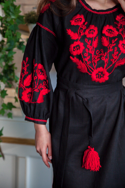 Вишите плаття Вікторія (чорна з червоним) купити в Україні від виробника Галичанка фото 3