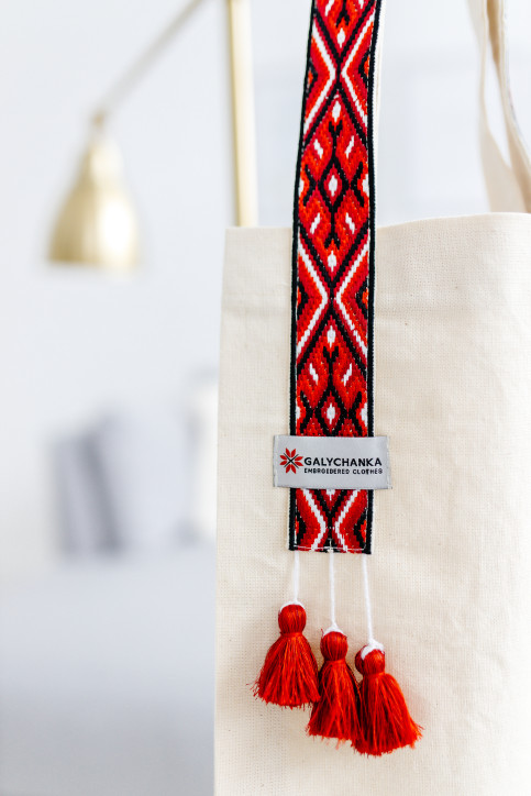 Еко сумка з українським орнаментом на ручці Фортуна червона - купити за низькою ціною в Україні фото 2