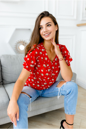 Купити жіночу сорочку блуза червона (код 0303)  в Україні від Галичанка