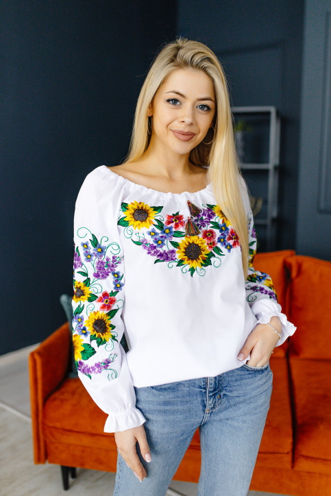 Вишиванка біла з квітами Агата - купити в Україні фото 3