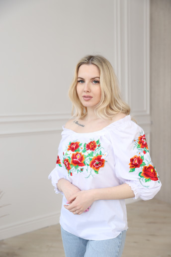 Жіноча вишита сорочка біла з маками Довершеність за низькою ціною у Львові від Галичанки