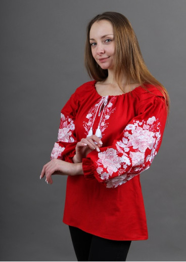 Вышиванка больших размеров Сказка (красная) по низкой цене от производителя Галычанка.